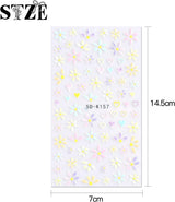 JMEOWIO 3D Nálepka na nehty Frühling Blumen 5 Blatt Nagelaufkleber 5D Stereoskopické Selbtklebend Bunte Blüte Nálepka na nehty Dekoration Nageldesign Zubehör
