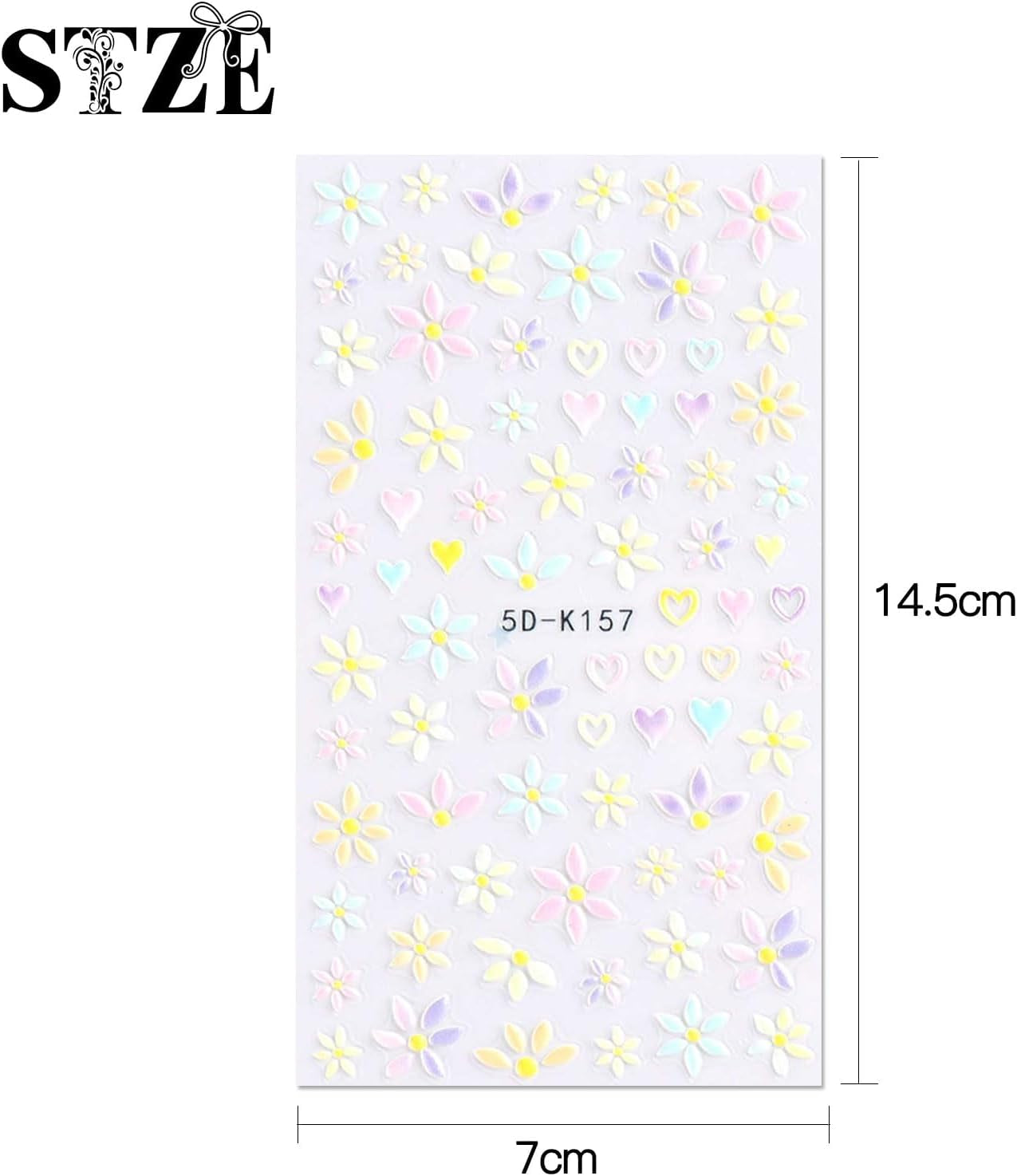 JMEOWIO 3D Nálepka na nehty Frühling Blumen 5 Blatt Nagelaufkleber 5D Stereoskopické Selbtklebend Bunte Blüte Nálepka na nehty Dekoration Nageldesign Zubehör