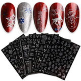 JMEOWIO Nagelsticker Weihnachten 9 Blatt Nail Art Sticker Selbtklebend Nagelaufkleber Schneeflocke Schneemann Festival Weißes Zlatá dekorace Nageldesign Zubehör