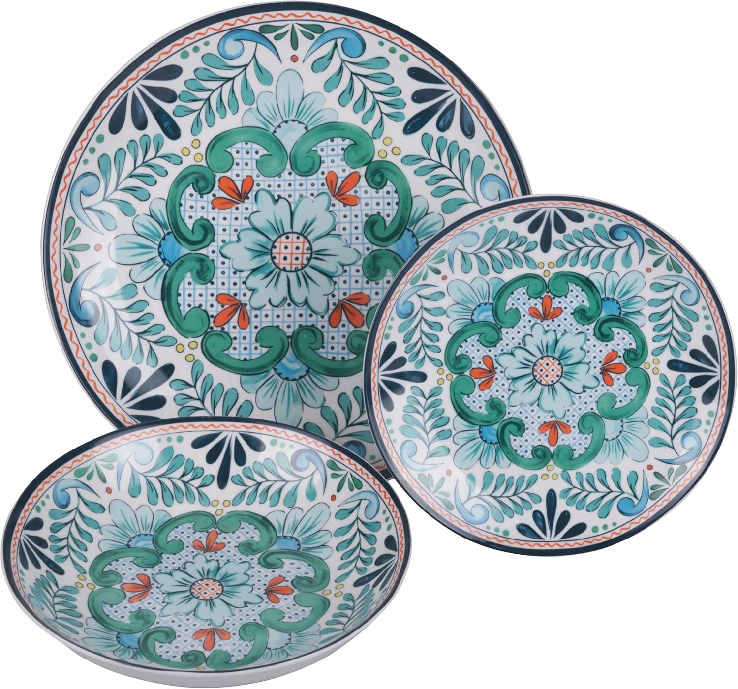 18dílný porcelánový jídelní servis, 6 různých sad talířů, Andalusie