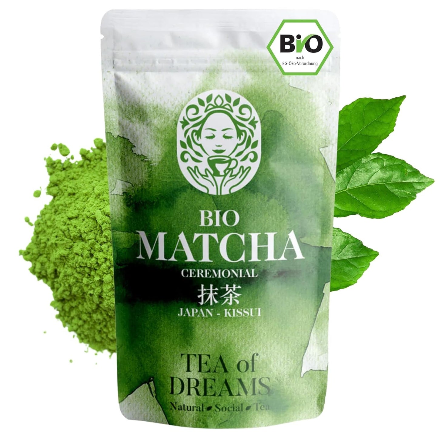 Organický prášek Matcha na čaj a Matcha Latte – prémiová obřadní kvalita z Japonska – originální zelený čaj Kissui – 30 g