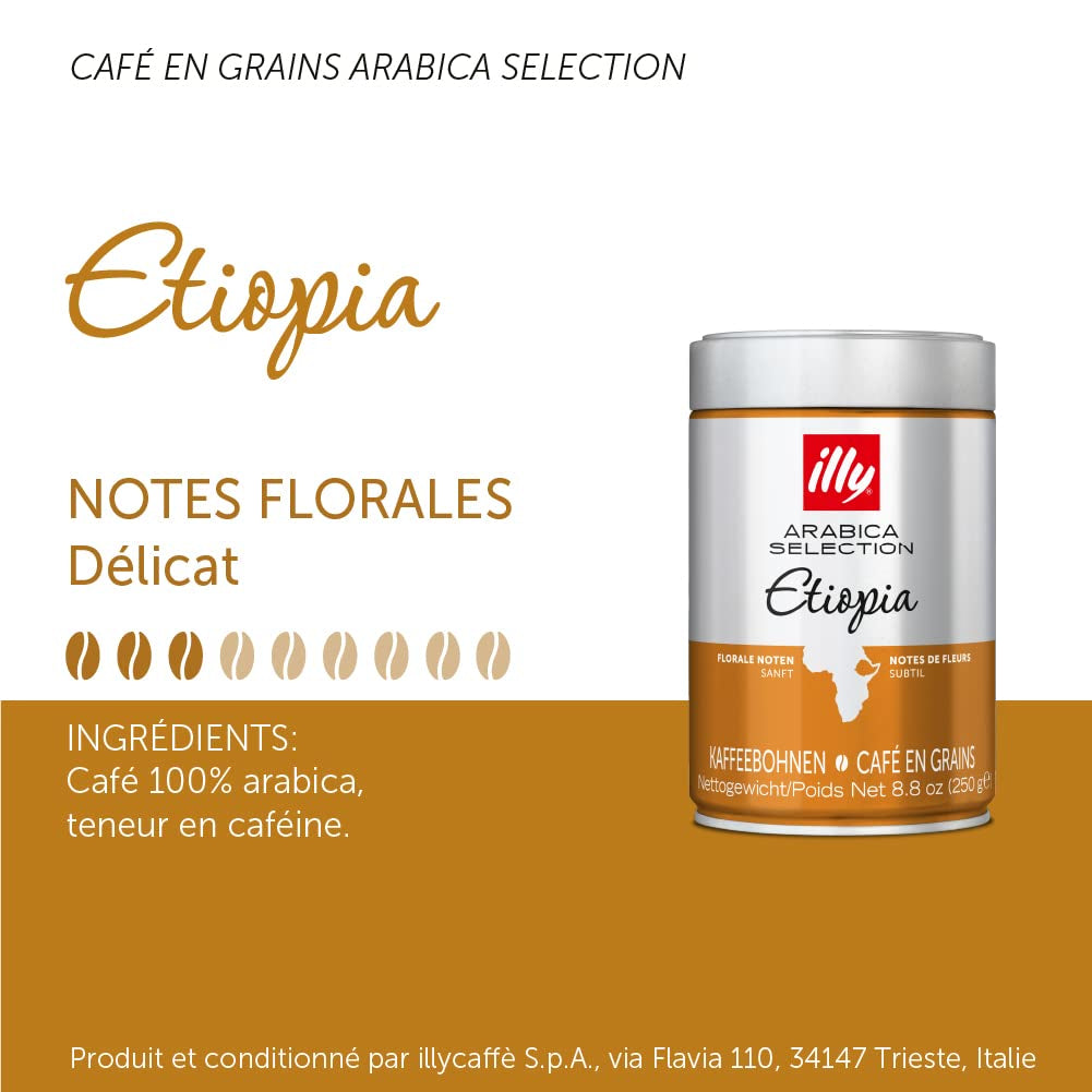 illy Coffee Beans Selection of Etiopia Luxury Arabica Coffee Beans 6 Pack (6 x 250g)