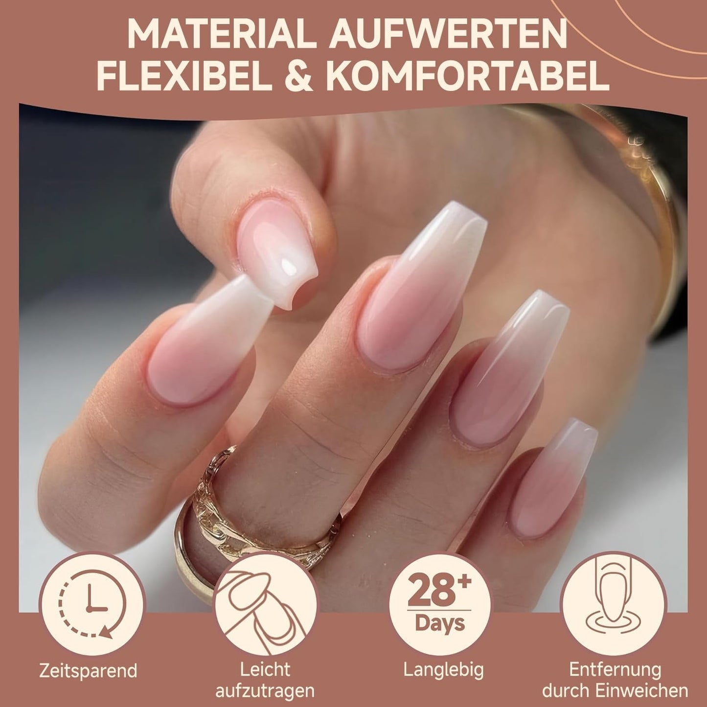 Balerína Gelové nehtové tipy 216ks 12 velikostí Měkké gelové nástavce na nehty Sada prodlužování nehtů s plným krytem Polomatný DIY Home Art