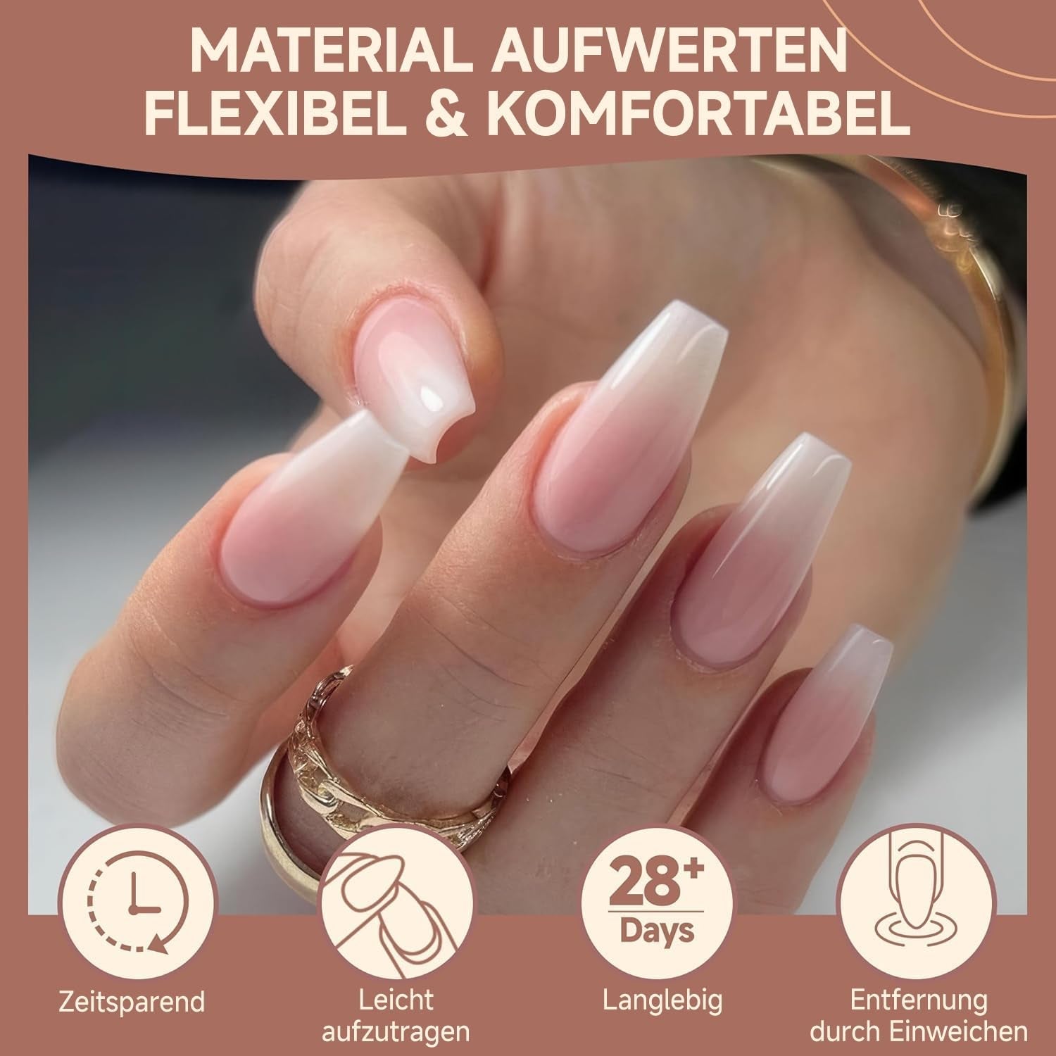 Balerína Gelové nehtové tipy 216ks 12 velikostí Měkké gelové nástavce na nehty Sada prodlužování nehtů s plným krytem Polomatný DIY Home Art