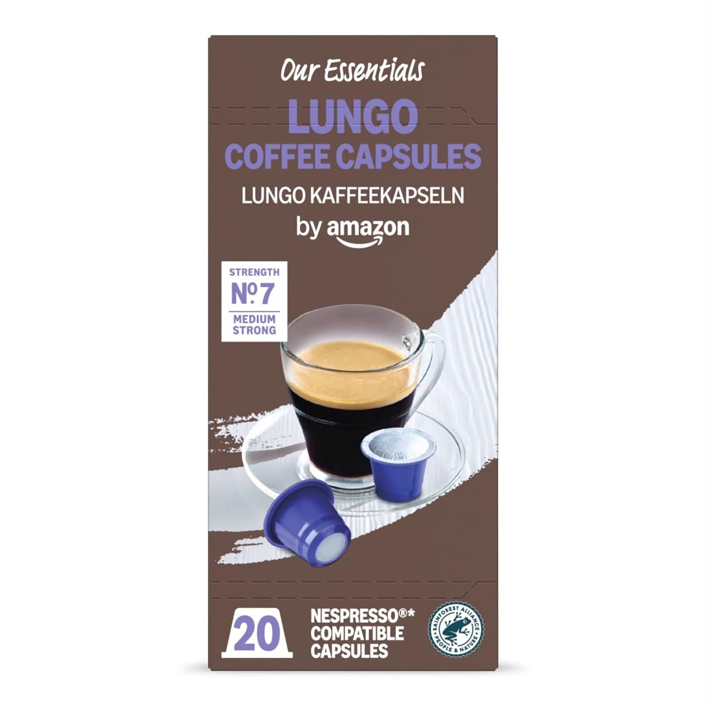od Amazon Lungo Kaffee-Kunststoffkapseln, kompatibilní s Nespresso, 20 Stück, Packung mit 1 – Rainforest Alliance-zertifiziert