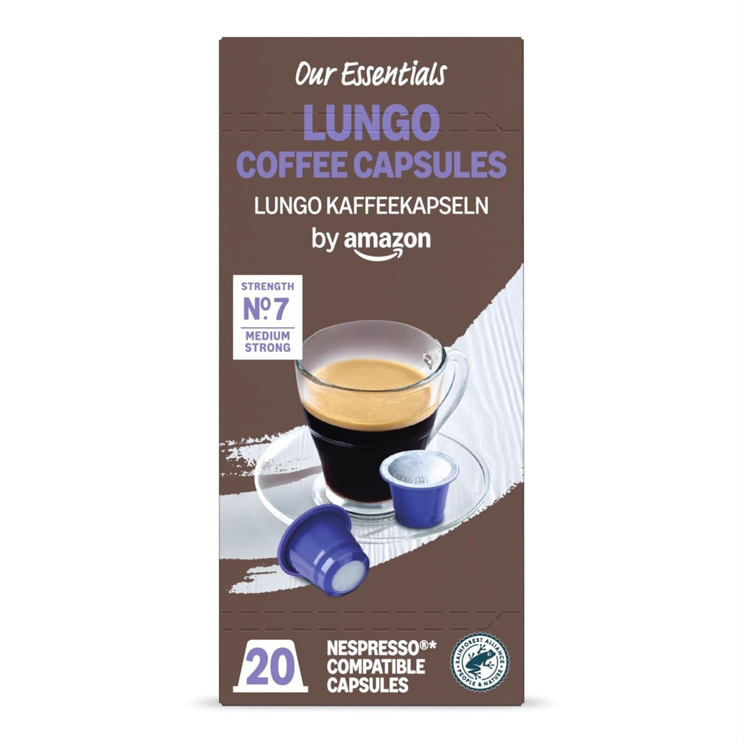 od Amazon Lungo Kaffee-Kunststoffkapseln, kompatibilní s Nespresso, 20 Stück, Packung mit 1 – Rainforest Alliance-zertifiziert