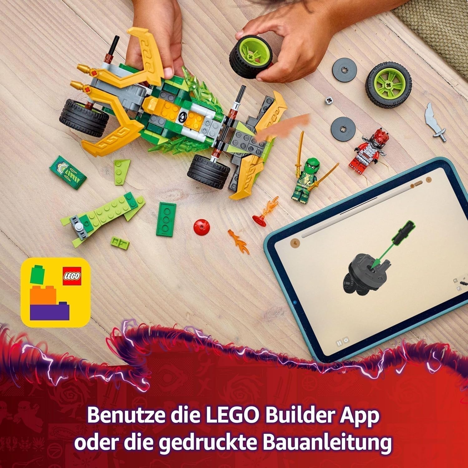 LEGO NINJAGO Lloyd's Action Speedster - Stavebnice autíčka se 2 minifigurkami pro hraní rolí, stavění autíčka pro děti - dárek pro chlapce a dívky od 7 let 71828 Stavebnice Besuche den LEGO-Store