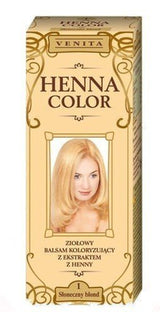 Henna Color 111 přírodní kondicionér pro blond vlasy Barva na vlasy Přírodní efekt barvení vlasů Henna Eco Hair Dye Naty Shop Světlá blond 75 ml (1 balení)