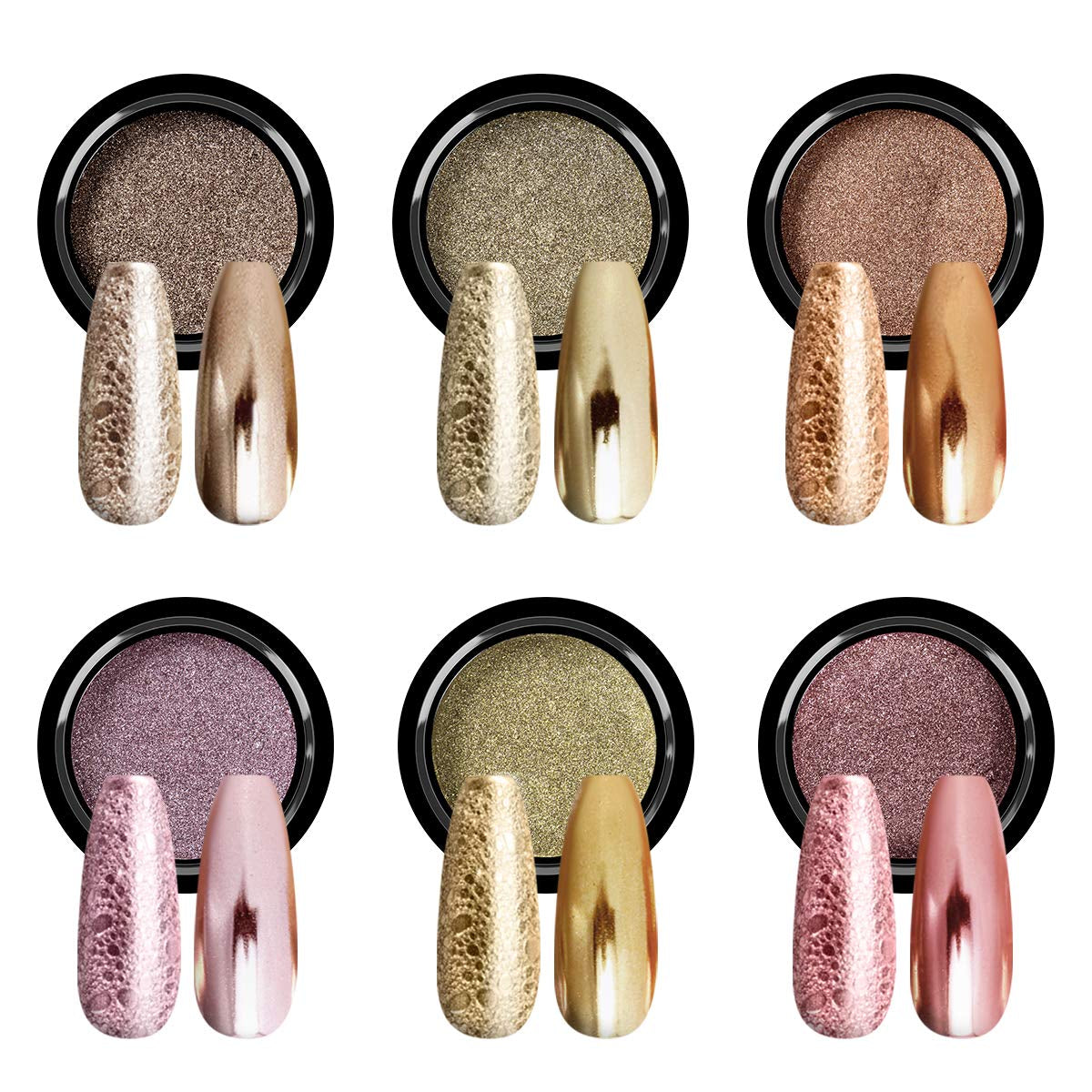 Saviland Chrome Powder Powder Set – růžový laserový chromový prášek na nehty se zrcadlovým efektem laserové zdobení nehtů, dekorativní pudr na manikúru se třpytkami s houbičkami, třpytivý prášek na nehty v nehtovém salonu
