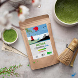 ORIGEENS BIO MATCHA CEREMONIÁLNÍ STUPEŇ "SHIKA" - Organický japonský čaj ze Shizuoka - Matcha Latte/Usucha - 30g doplňovací sáček - Ceremoniální stupeň organického Matcha zeleného čaje v prášku