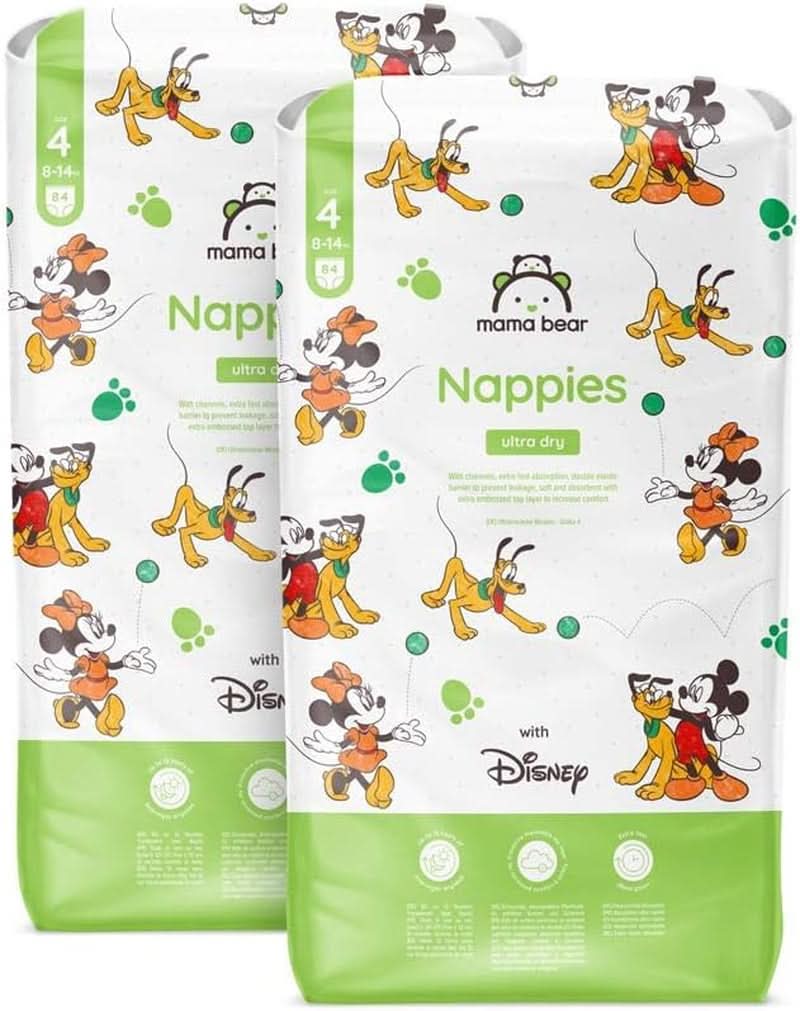 Ultra suché plenky Mama Bear Disney velikost 4 (8-14 kg), bílé, 84 kusů (1 balení) Naty Shop velikost 4 (8-14 kg) měsíční balení
