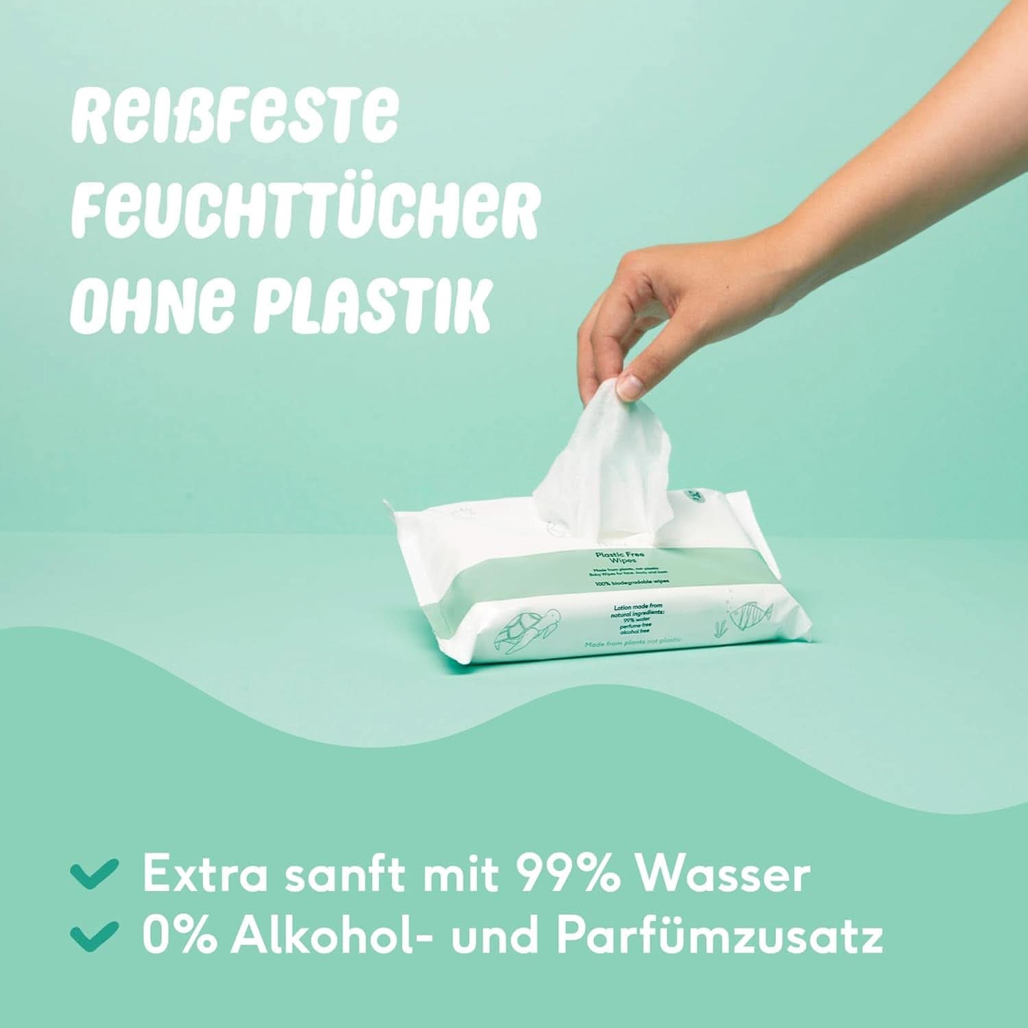 Naïf Plastikfreie Feuchttücher 432 Stück (8Er X 54 Feuchttücher) - Pflege Für Babypo, Körper Und Gesicht - 99% Aus Wasser - 0% Parfüm Und Alkohol - Nachhaltige Feuchttücherbox Eukalyptus Sensi