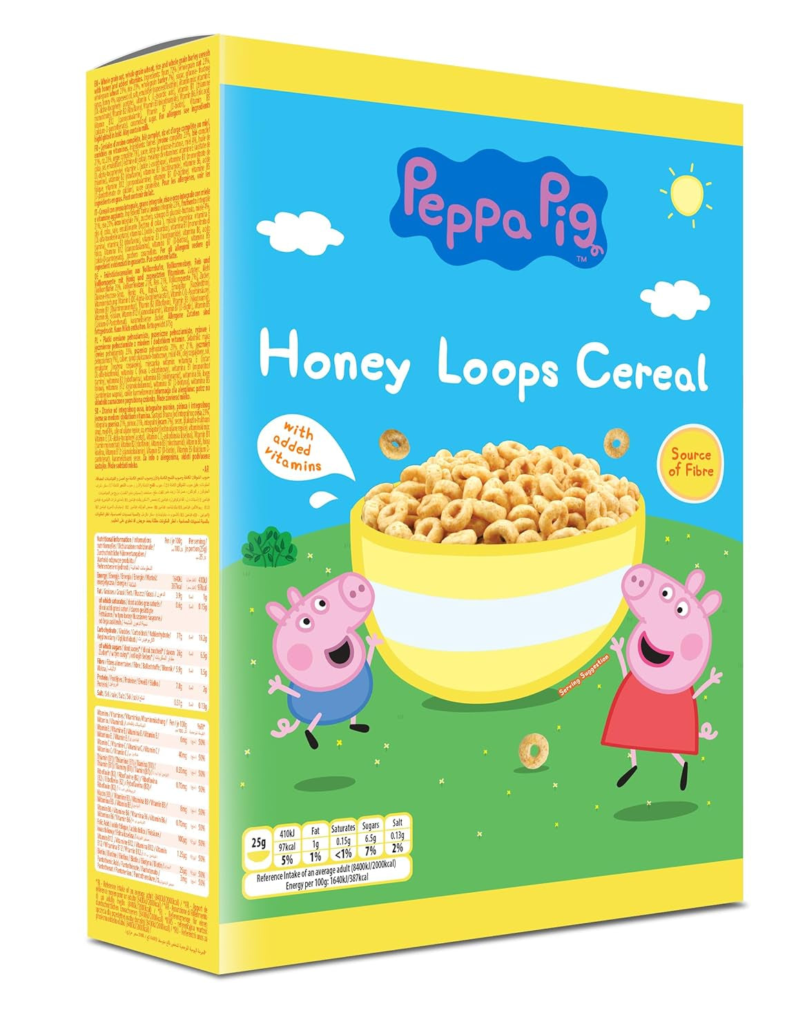 Peppa Pig Honey Loops Cereal, Knusprige Vollkorn Frühstückscerealien Mit Zugesetzten Vitaminen, 1 Er Pack (1 X 375G) Cereal Naty Shop Peppa Pig