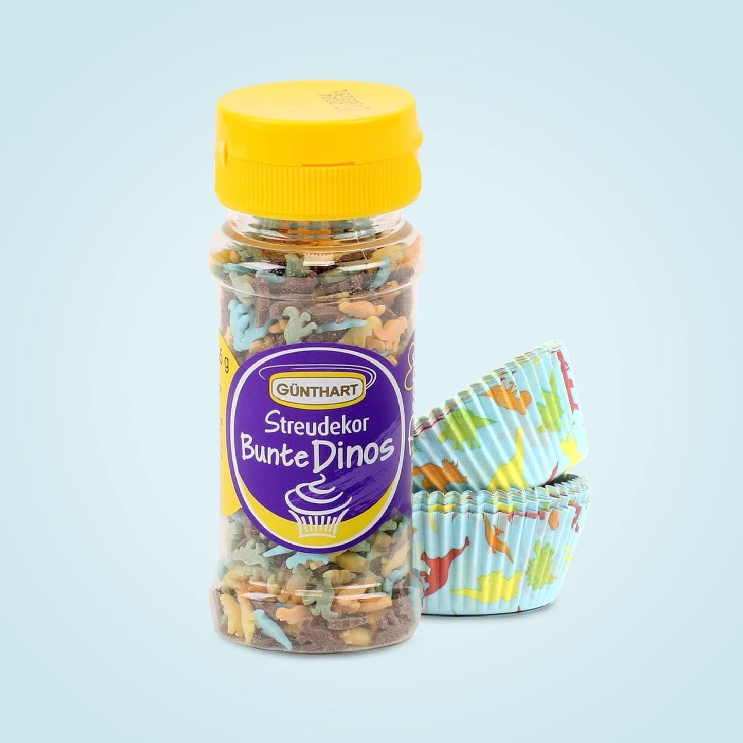 Günthart Dino set, 55 gramů + 50 papírových obalů na košíčky Sprinkles Naty Shop