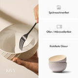 Sada misky na cereálie KIVY - 6 x 850 ml - Velké misky na polévku a kaši - Miska na polévku - Miska - Misky na cereálie - Misky na polévky - Sada misek - Keramická miska na cereálie (bílá smetanová, misky)