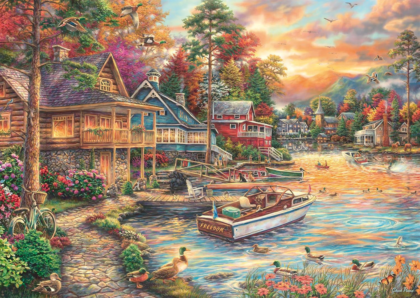 Schmidt Spiele 58553 Chuck Pinson, Shore in the Evening Gold, skládačka 1000 dílků Puzzle Naty Shop