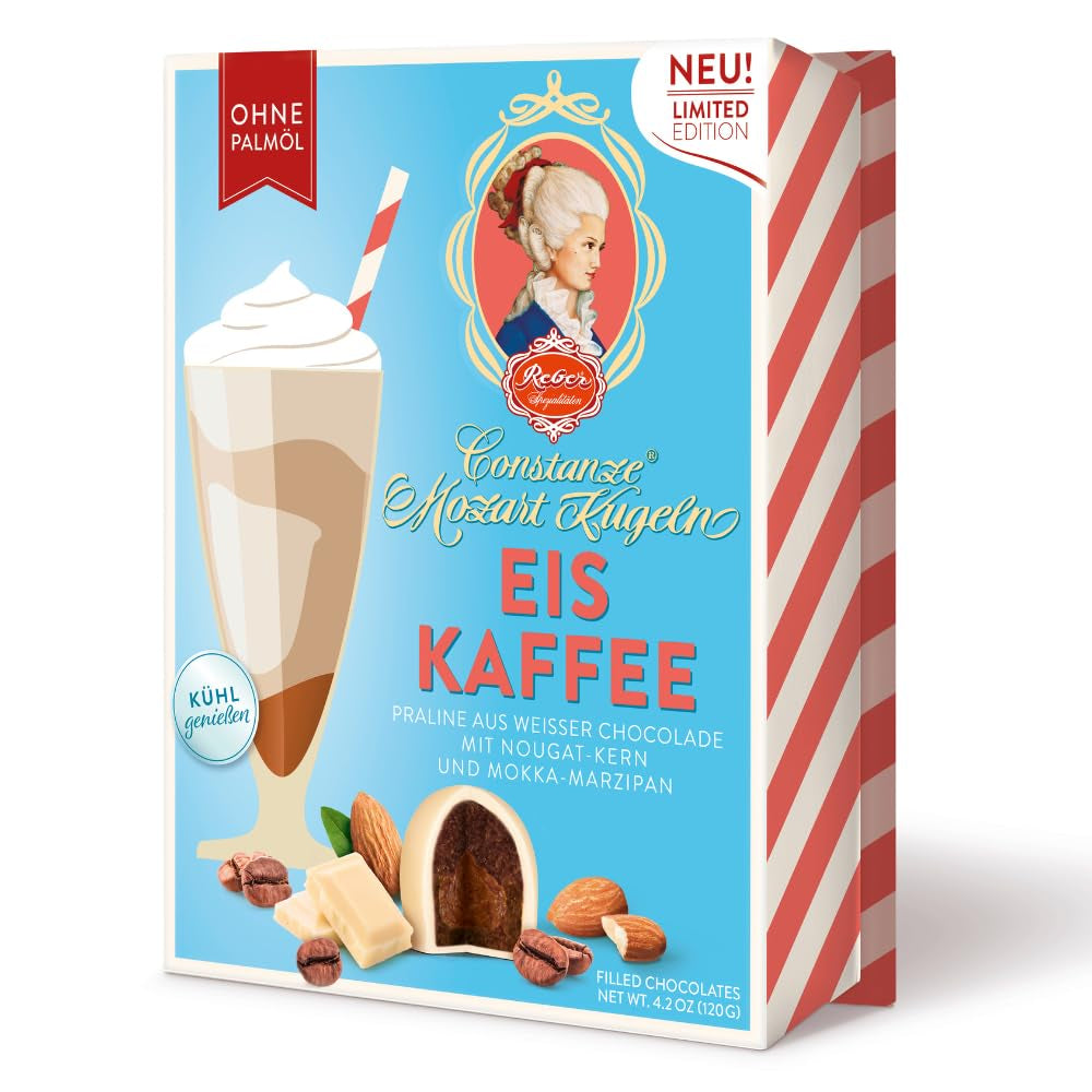 Reber Mozart kuličky s hořkou čokoládou, balení 6 ks s marcipánem a nugátem, veganské - 1 x 120 g