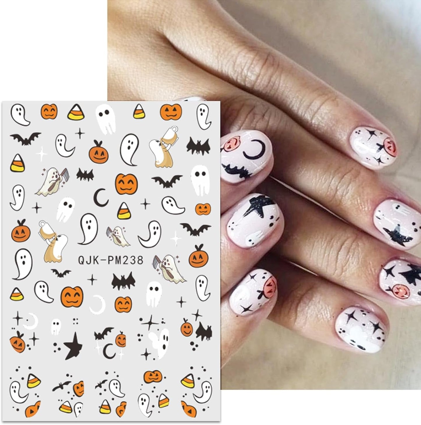 JMEOWIO Nálepka na nehty Halloween 9 Blatt Nálepka na nehty Selbtklebend Nagelaufkleber Süßes Gespens Kürbis Dekoration Nageldesign Zubehör