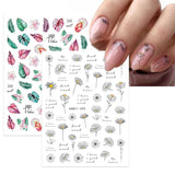 JMEOWIO Nálepka na nehty Frühling Blumen 10 Blatt Nálepka na nehty Selbtklebend Nagelaufkleber Buntes Letní Blumen Dekorace Nageldesign Zubehör