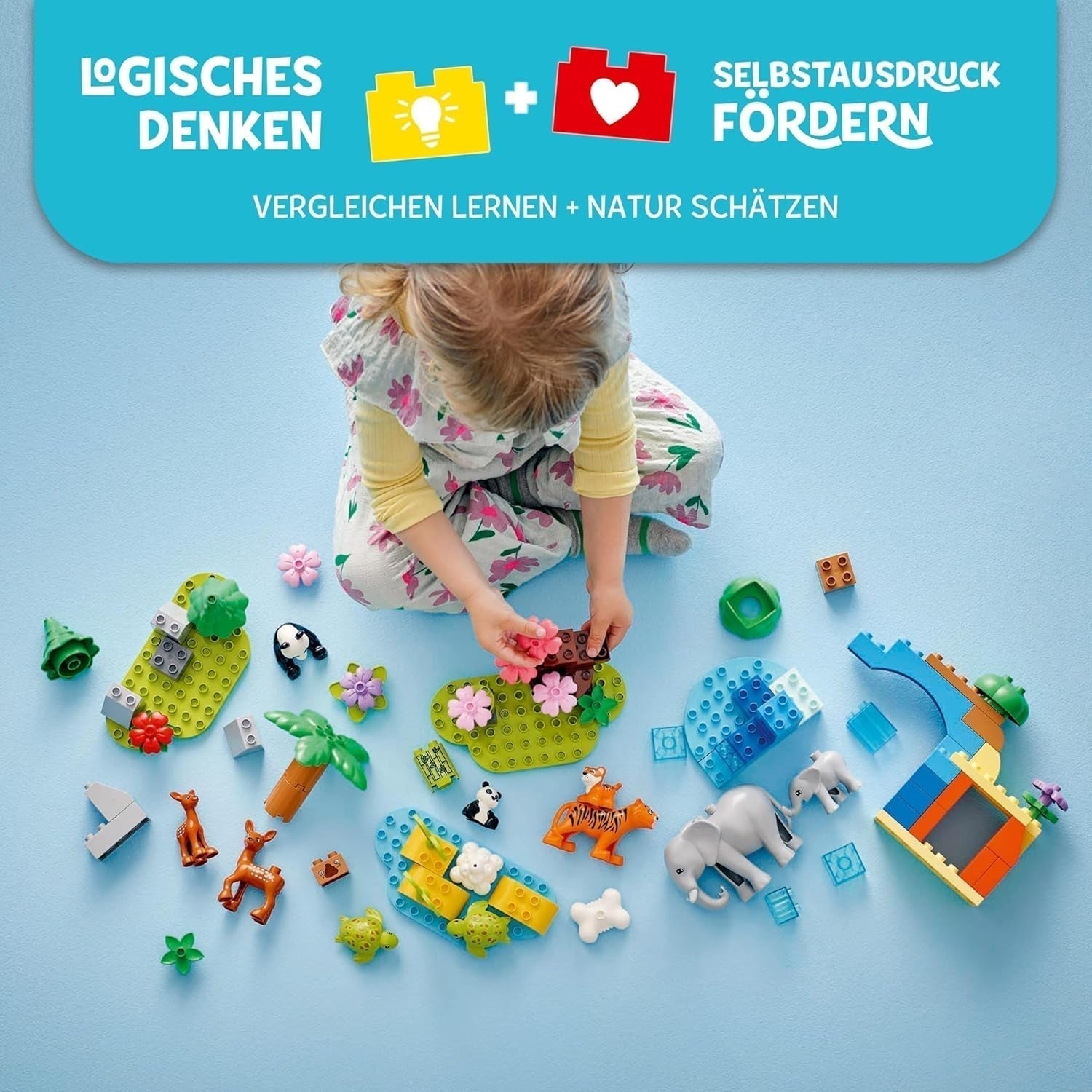 Stavebnice LEGO DUPLO Town Wild Animal Families 3 v 1, vzdělávací hračka pro batolata s želvami, tygry, slony, jeleny, pandami, sada pro předškoláky od 2 let, stavebnice s figurkami zvířat 10446 stavebnic Beuche den LEGO-Store