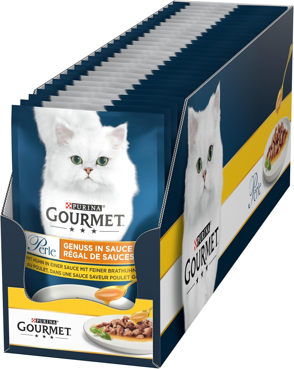 Gourmet Perle Delight mokré krmivo pro kočky v omáčce s kuřecím masem, balení 26 ks (26 x 85 g)