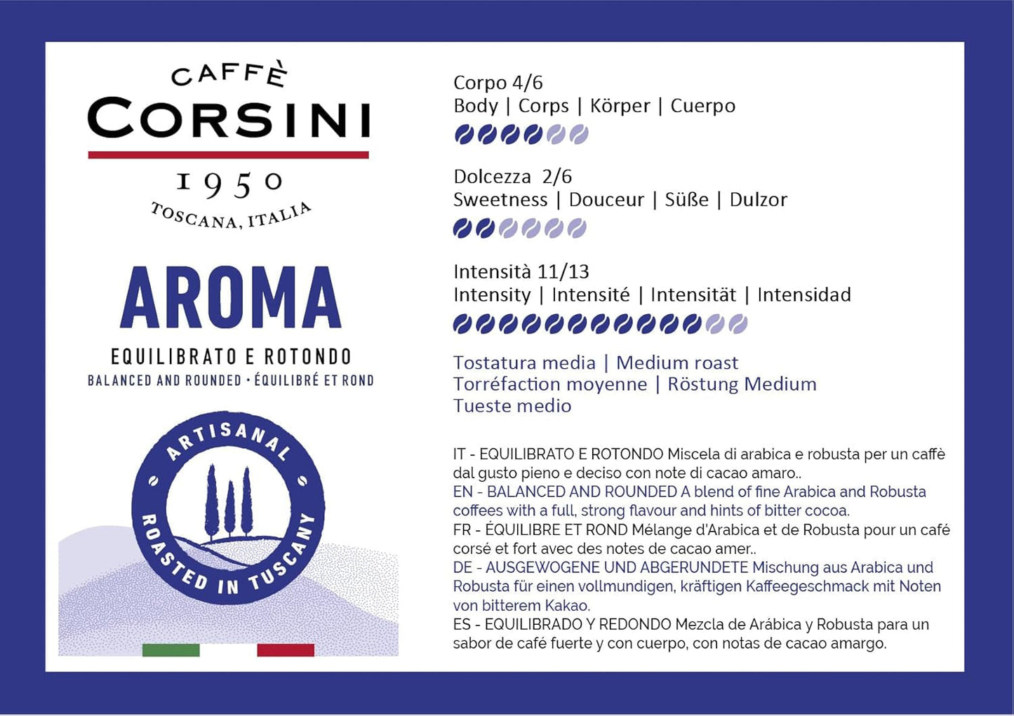 Caffè Corsini - Sada Aromatische Kaffeebohnen Der Perfekte Morgen, Ausgewählter Kaffee, 2x500g + 1Kg Gesamtes Set 2Kg