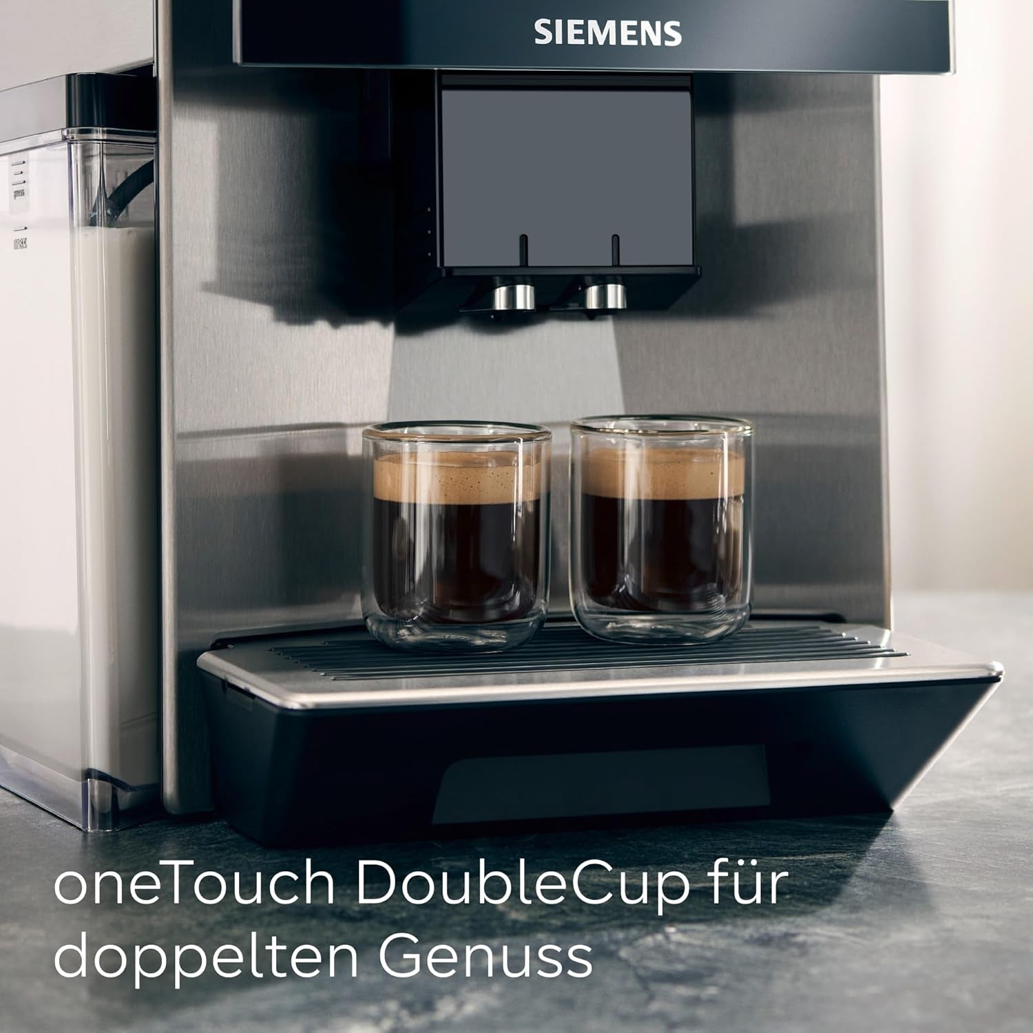Siemens EQ900 TQ903D03 Automatický kávovar na espresso, Ovládání aplikací, Intuitivní dotykový displej, Režim Barista, AromaBoost, Redukce hluku, Prémiový mlýnek, Automatické čištění párou, 1500 W, Nerezová ocel