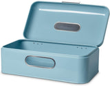 ECHTWERK Retro kovová přihrádka na chléb s průhledným okénkem a víkem, sada 3 elegantních úložných boxů, kapacita 1,4 l, červené boxy na potraviny Naty Shop Světle modrá Velká jednodílná