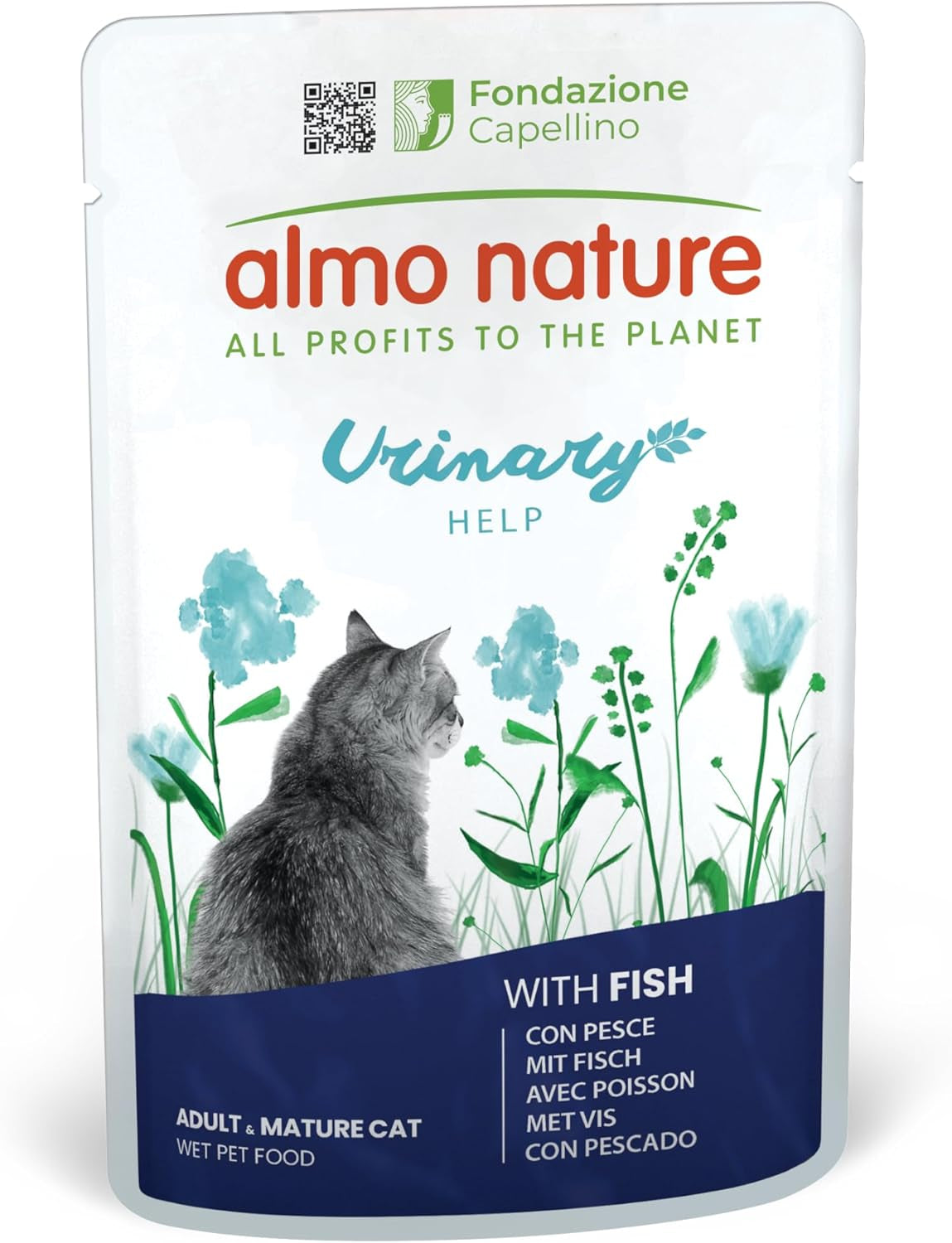 Almo Nature Functional Urinary Help - Nassfutter für ausgewachsene Katzen mit Fisch - Unterstützung für die Gesundheit der Harnwege - 30 sáčků à 70g