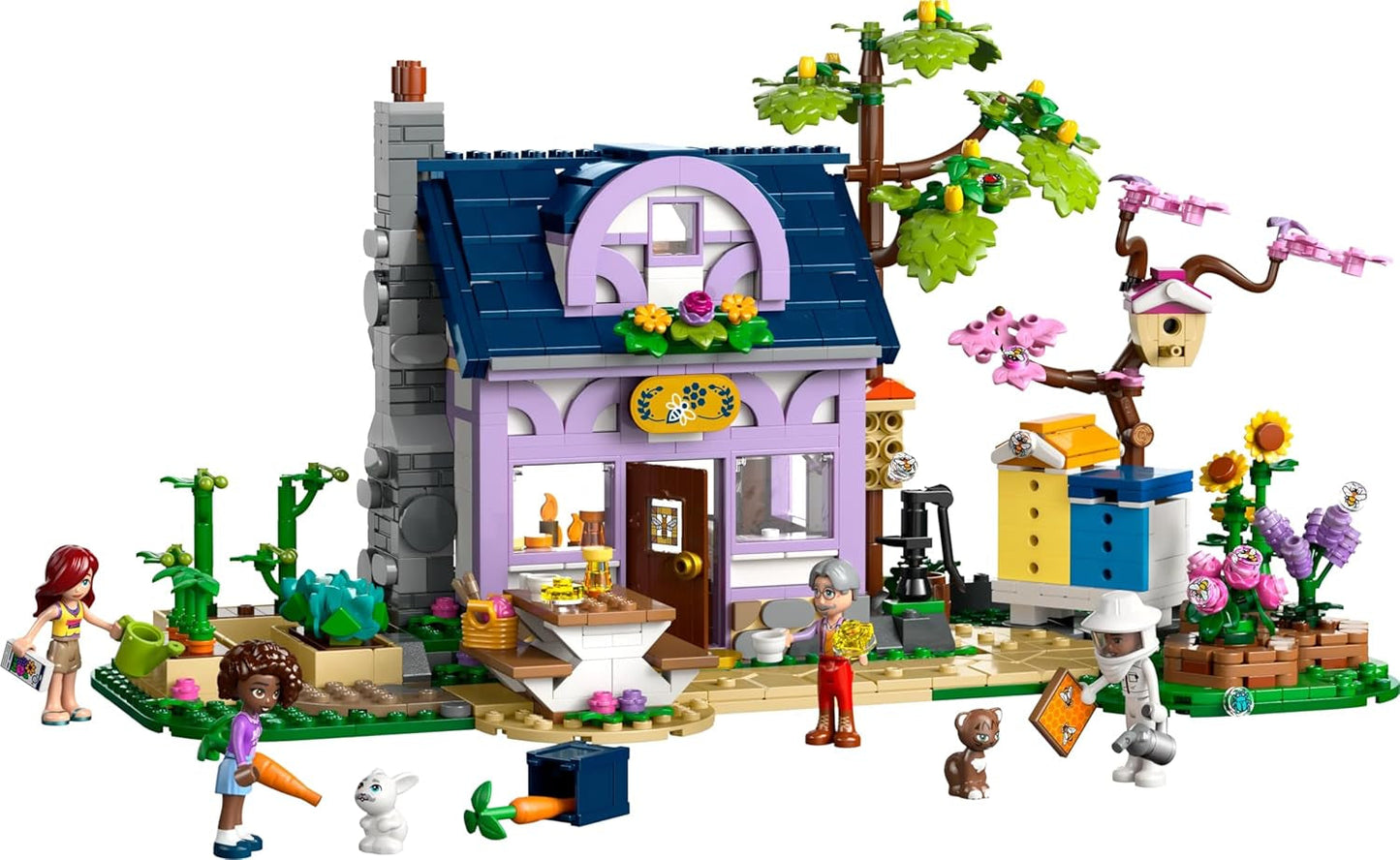 LEGO Friends Dům a květinová zahrada Včelař Stavebnice Příroda Hrací sada Dárek pro dívky 12+ Sada sestavitelných modelů 4 minifigurky a figurky zvířat Kočka a králík 42669 Stavebnice Besuche den LEGO-Store