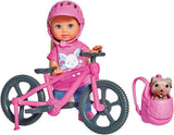 Simba 105733273 - Evi Love Fun Holiday Bike panenka s kolem, psem a batohem, módní panenka, 12 cm, pro děti od 3 let