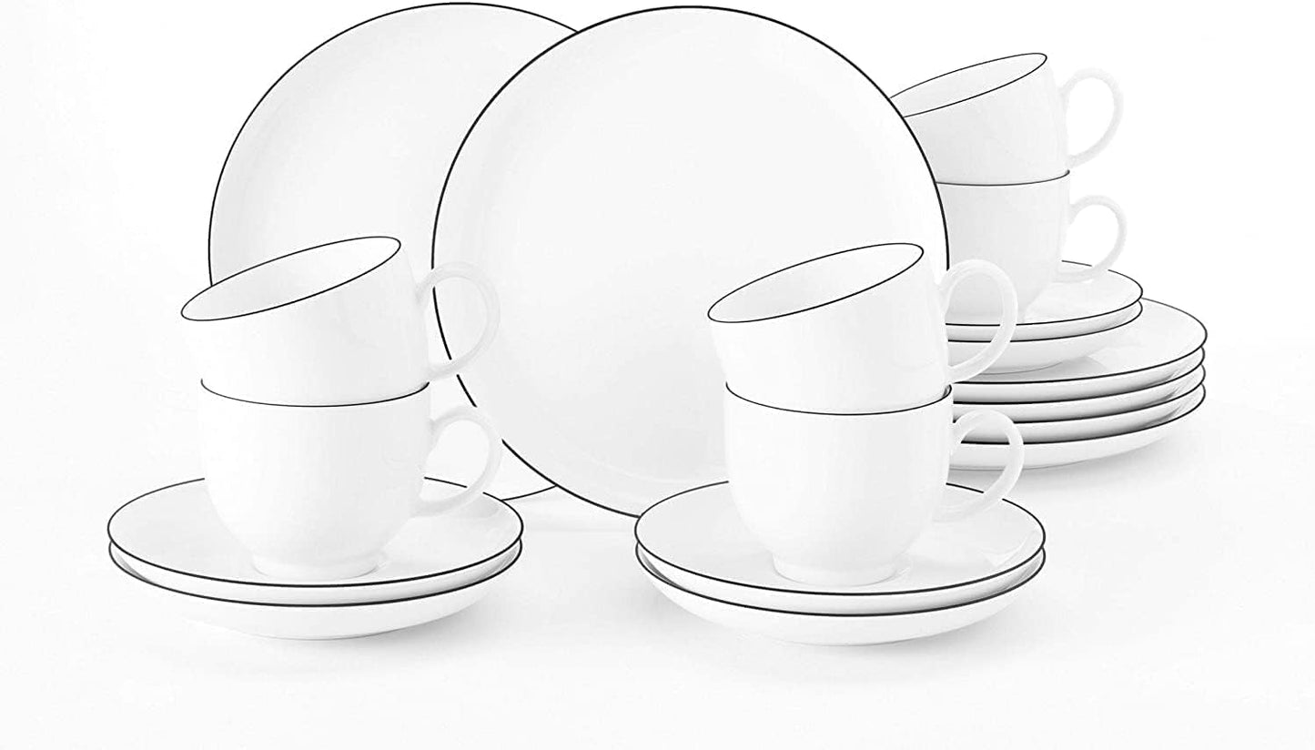 Seltmann Weiden - Lido Black Line - 36dílná sada nádobí - porcelán (včetně 6 hrnků na kávu)