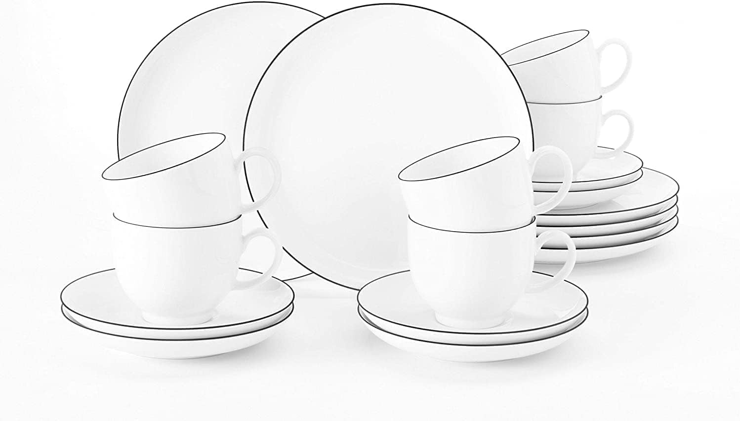 Seltmann Weiden - Lido Black Line - 36dílná sada nádobí - porcelán (včetně 6 hrnků na kávu)