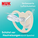 Dudlíky NUK Perfect Match pro miminka | 6-18 měsíců | Ortodontické dudlíky, které podporují cirkulaci vzduchu a zabraňují vyrážkám způsobeným slinami | 95% přijetí miminky** | Zebra/Leo | Balení 2