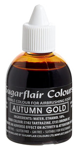 Sugarflair airbrush potravinářské barvivo zlaté zlaté jedlé tekuté potravinářské barvivo airbrush barvivo dortů Muffiny Poleva a zdobení dortů - 60 ml