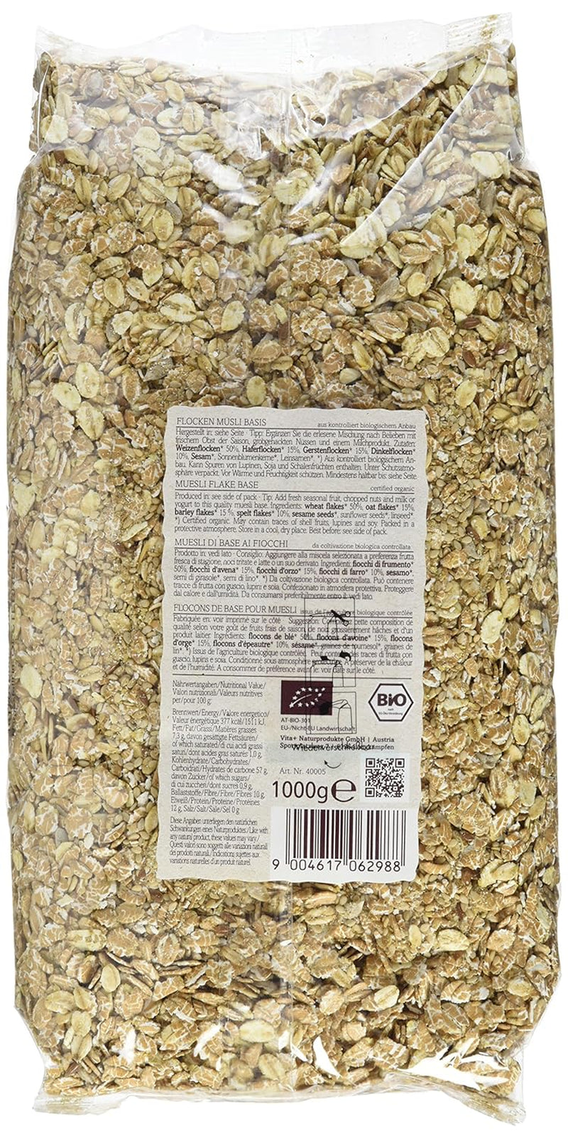 Verival Flocken Basis Müsli - Bio, balení 6 Err (6 X 1 Kg) Cereálie Naty Shop