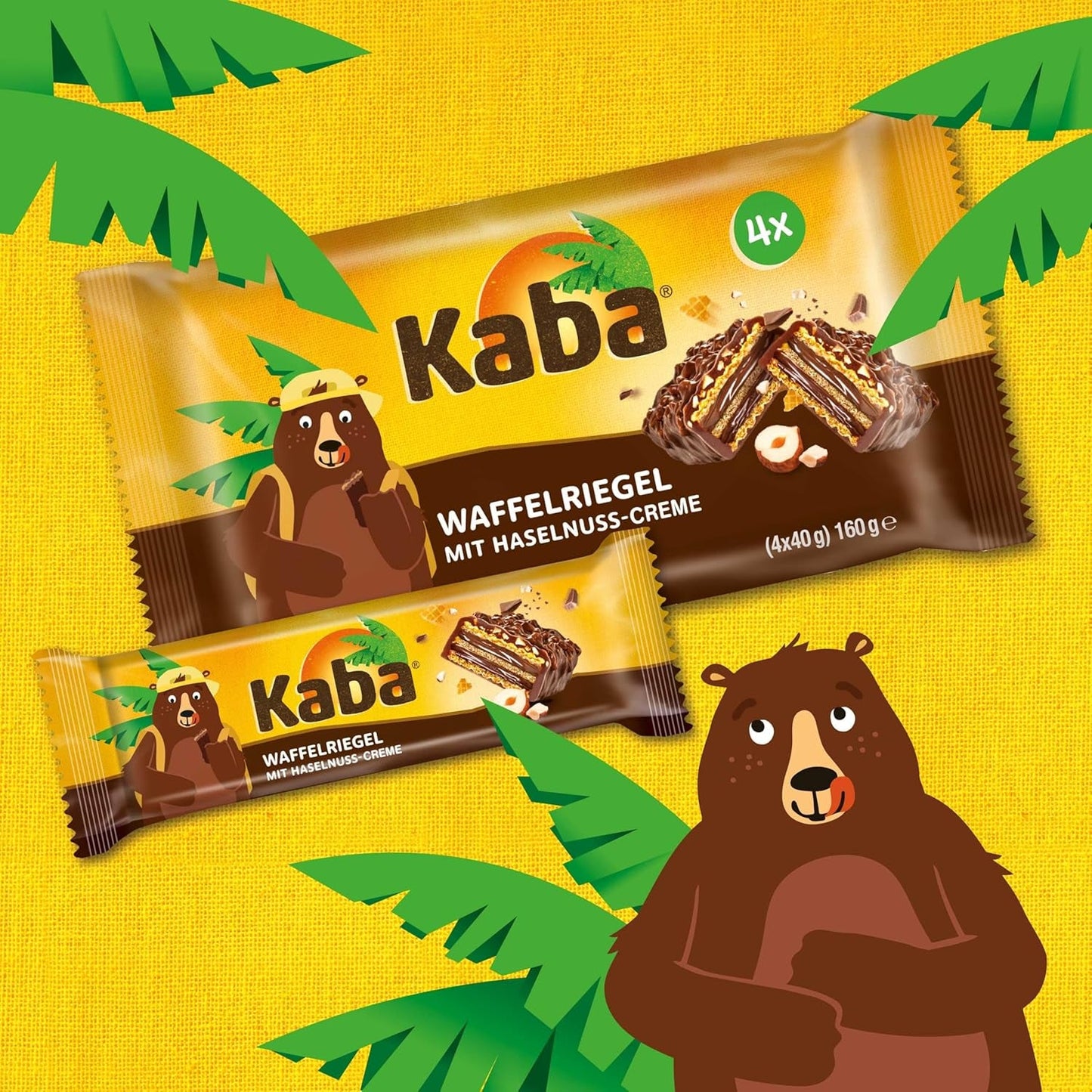 Kaba Neapolské tyčinky 40g, 4 křupavé tyčinky plněné oplatkami a jemným oříškovým krémem, v multipacku s originální příchutí Kaba