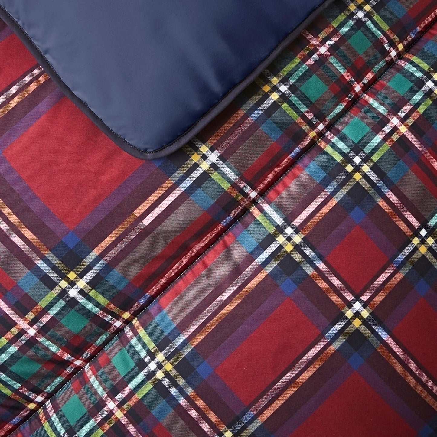 Sada přikrývek a povlaků na polštář Night Lark, 10,5 kousku, jeden, klasický červený tartan, luxusní povlečení, hypoalergenní, peřiny a přikrývky, které lze prát v pračce Naty Shop