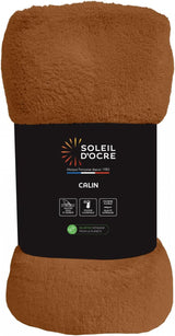 Soleil D'Ocre, flanelová deka, 220 X 240 Cm, Calin, hnědá Peřiny a přikrývky Naty Shop Orange 220 X 240 Cm