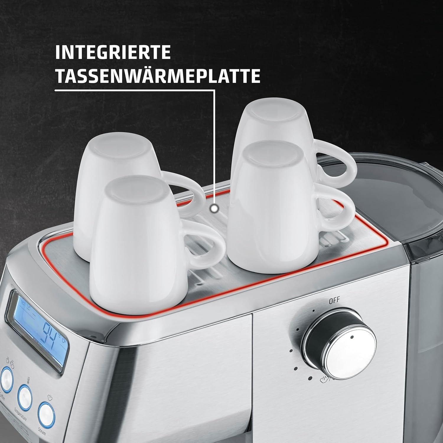 CASO EspressoGourmet Crema - espresso kávovar Portafilter s napěňovačem mléka, espresso, cappuccino, nerezový portafiltr, pumpa ULKA 20 bar, kávovar, mletá káva, kapsle ESE