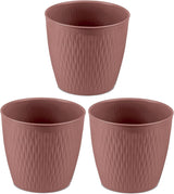 Sada 5 hnědých květináčů, průměr 16 cm - Pevné plastové květináče - Dekorativní květináč s možností odvodnění - Elegantní květináč pro vnitřní i venkovní použití