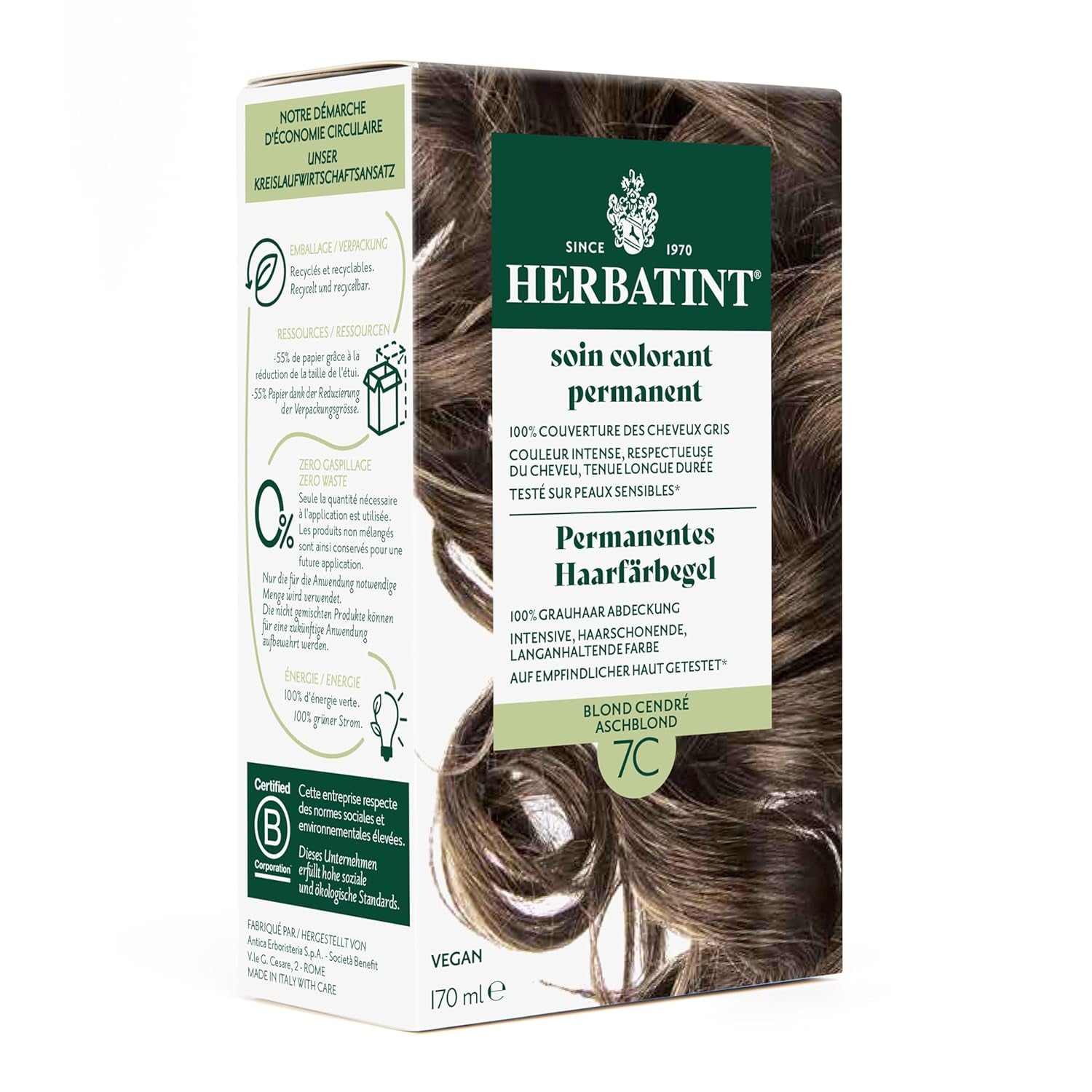 Permanentní gel k barvení vlasů 6N tmavá blond - 170 ml I Bez amoniaku, 100% krytí šedivých vlasů I Testováno na citlivé pokožce, s 8 rostlinnými extrakty