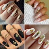 JMEOWIO Nálepka na nehty Goldene Blumen 8 Blatt Nálepka na nehty Selbtklebend Nagelaufkleber Dekoration Nageldesign Zubehör