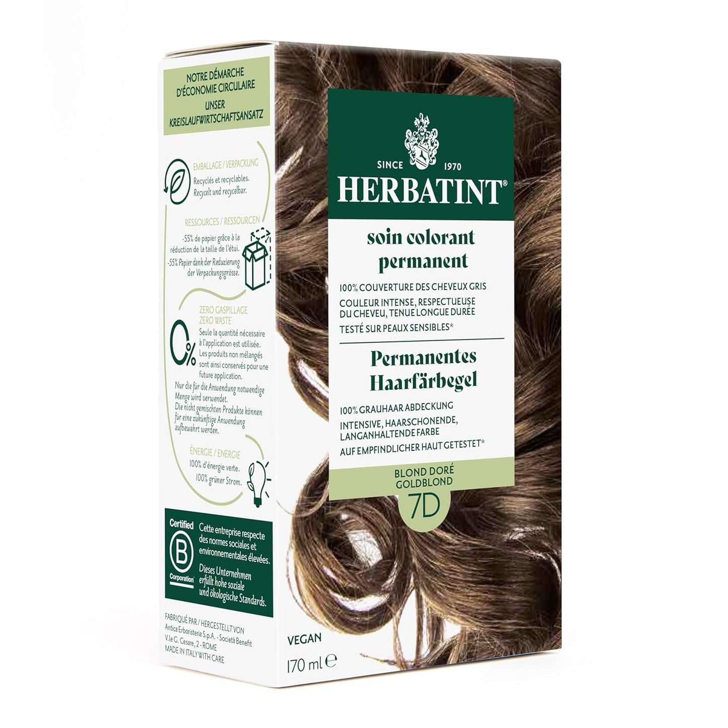 Permanentní gel k barvení vlasů 6N tmavá blond - 170 ml I Bez amoniaku, 100% krytí šedivých vlasů I Testováno na citlivé pokožce, s 8 rostlinnými extrakty
