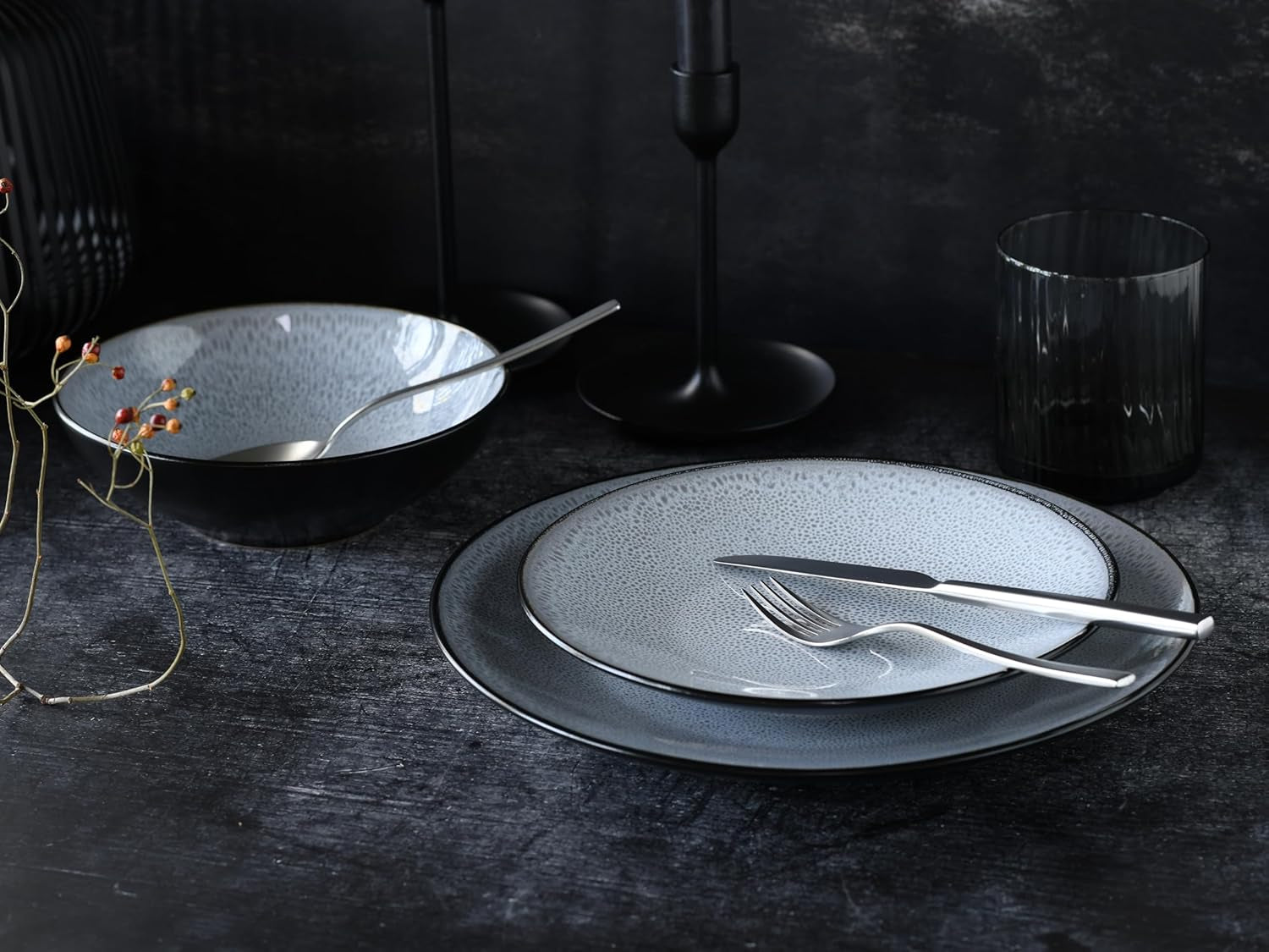 CreaTable, 23964, Serie Malmö, 18dílný Geschirrset für 6 Personen, Teller Set aus Steinzeug, spülmaschinen- und mikrowellengeeignet, Qualitätsproduktion