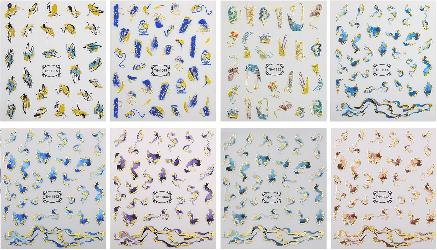 JMEOWIO Nálepka na nehty Marmor French Tip 8 Blatt Nálepka na nehty Selbtklebend Nagelaufkleber Dekoration Nageldesign Zubehör