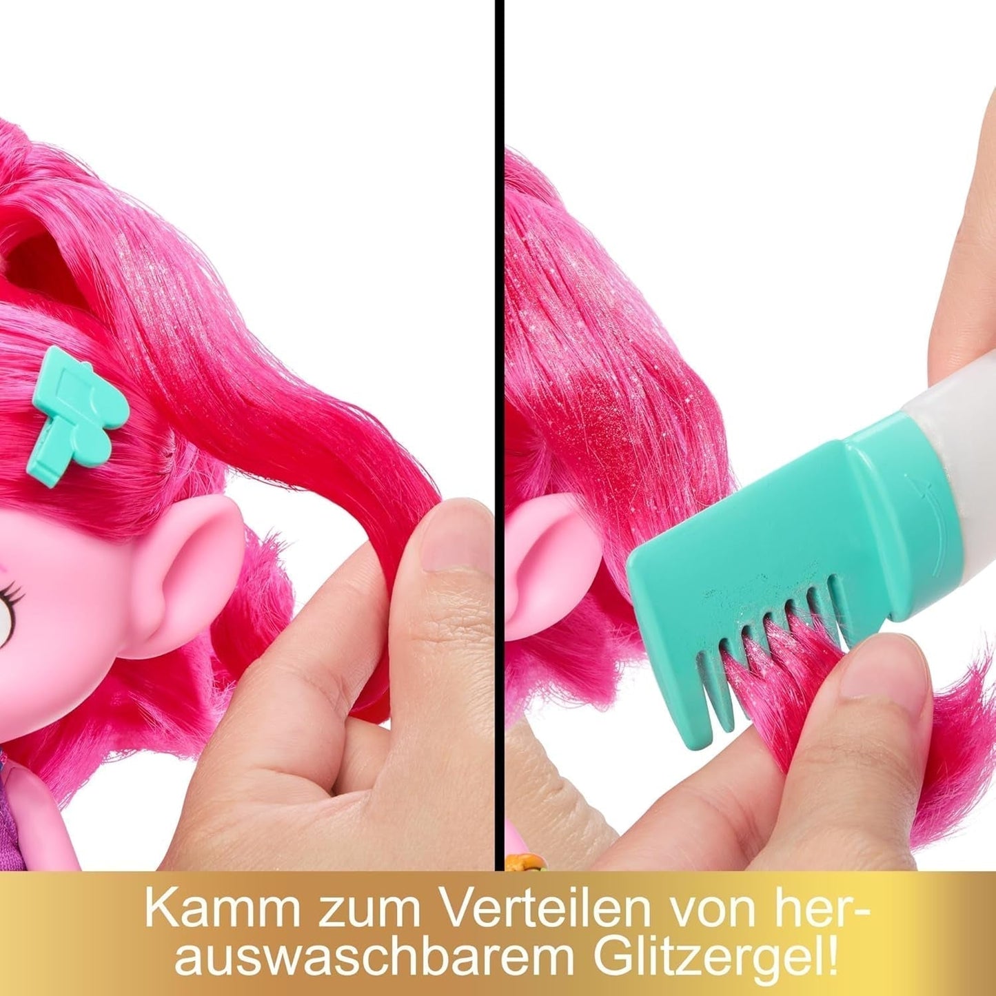 Mattel DREAMWORKS Trolls Together Strong - Vlasová panenka Queen Poppy Fashion - 15+ doplňků, třpytivý hřeben, omyvatelný třpytivý gel, pro věk 3+, panenky Naty Shop HNF25
