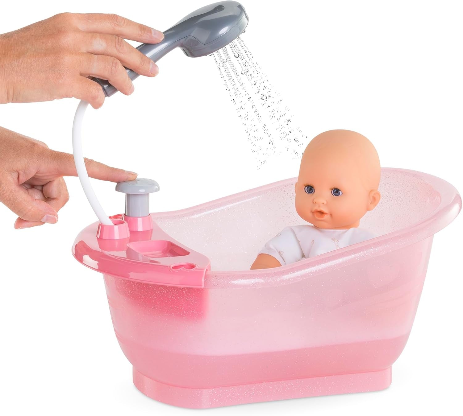 Corolle 9000141660 - Vanička Mon Grand Poupon s funkcí pumpy a gumovou kachnou pro všechny panenky 30-36 cm, 32,5 cm, od 3 let