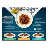 Perla | Držák na omáčku | Dospělá kočka | Hovězí maso, kuřecí maso, tuňák, losos | 12 x 85 g | Sáčky čerstvosti (balení se může lišit)