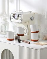 Sada hrnků na kávu MALACASA, sada hrnků z kameniny 350ml pro 4 osoby, moderní hrnky na kávu na čaj, džus, latte, cappuccino, horkou čokoládu. Vhodné do myčky a mikrovlnné trouby, série TARA, khaki bílá